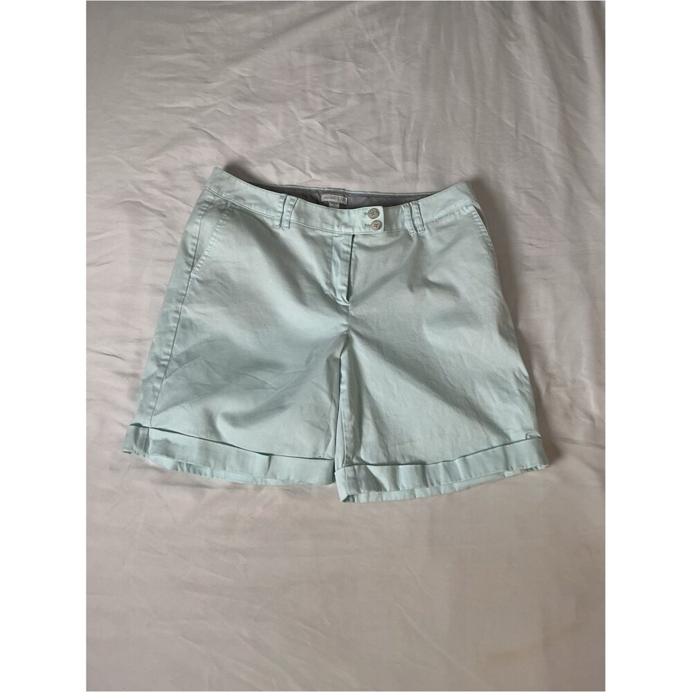 J. Jill Mint Aqua Cotton Cuffed Shorts